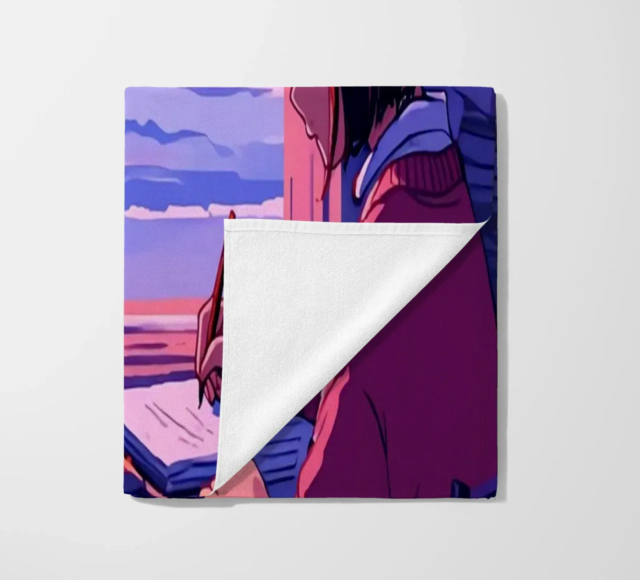 Schreiben und Betrachten von Ocean Lofi Art Strandtuch von LoFi Gallery