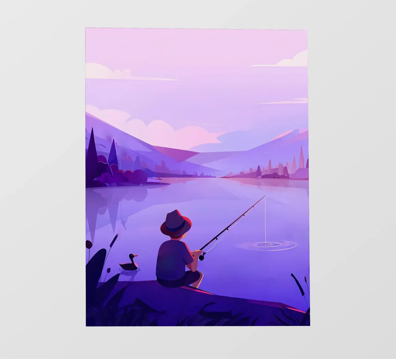 Ragazzo che pesca nello stagno Lofi Art telo in pvc da LoFi Gallery