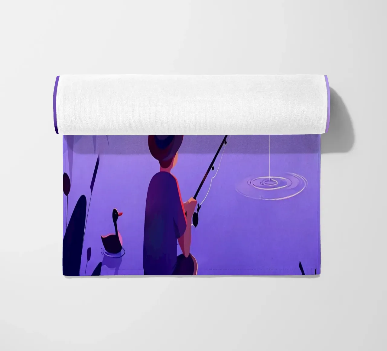 Ragazzo che pesca nello stagno Lofi Art telo mare da LoFi Gallery
