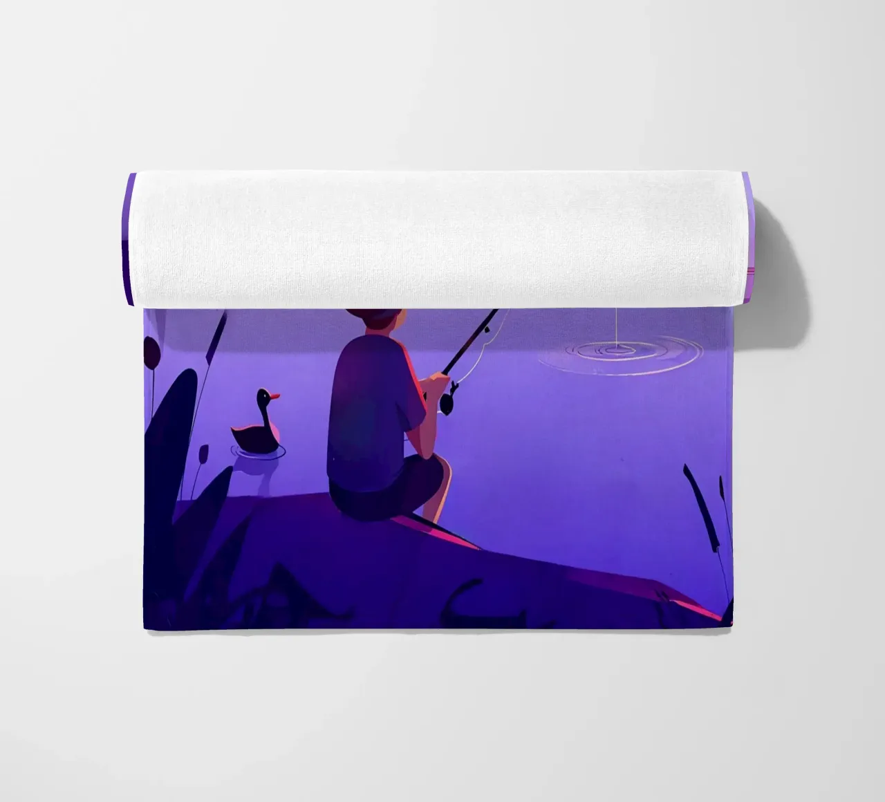 Ragazzo che pesca nello stagno Lofi Art telo mare da LoFi Gallery