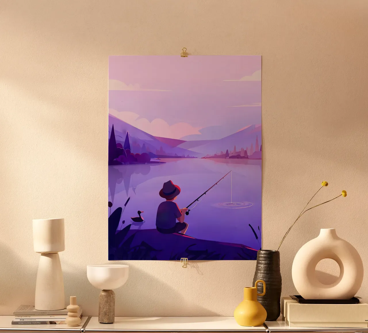 Ragazzo che pesca nello stagno Lofi Art carta hahnemühle da LoFi Gallery