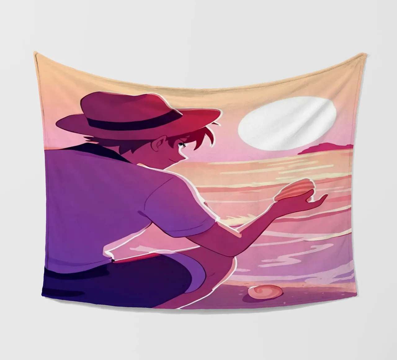 In spiaggia quando il sole tramonta Lofi Art coperta in pile da LoFi Gallery