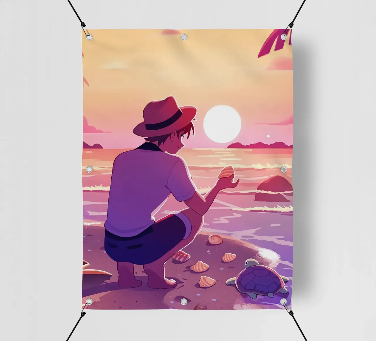 In spiaggia quando il sole tramonta Lofi Art telo in pvc da LoFi Gallery