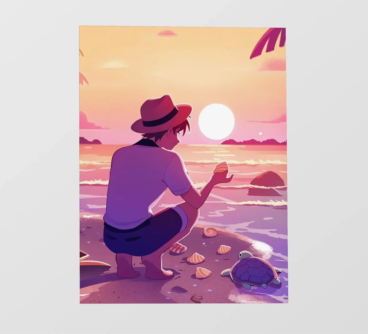 In spiaggia quando il sole tramonta Lofi Art telo in pvc da LoFi Gallery