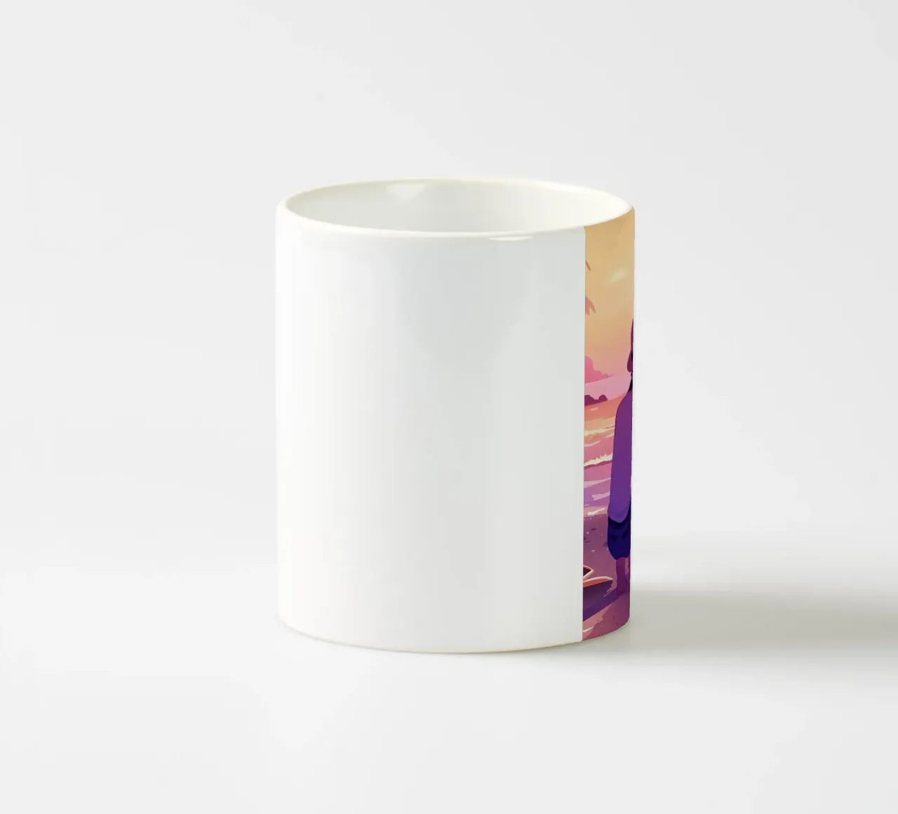 In spiaggia quando il sole tramonta Lofi Art tazza in ceramica da LoFi Gallery