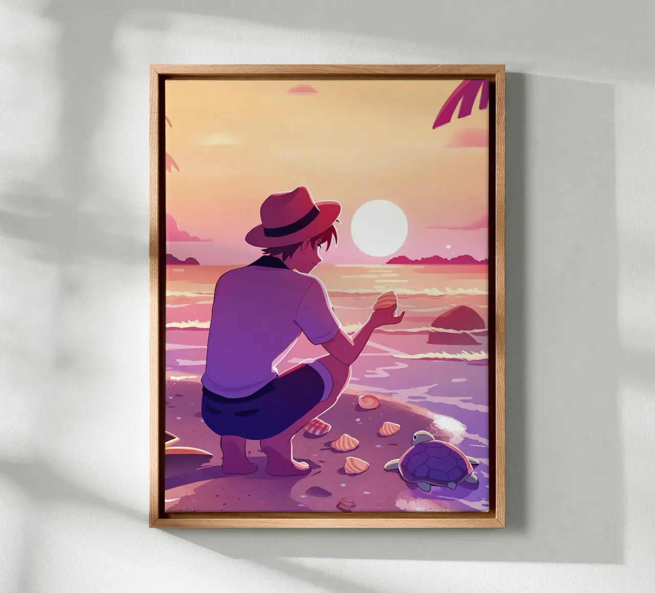 In spiaggia quando il sole tramonta Lofi Art tela da LoFi Gallery