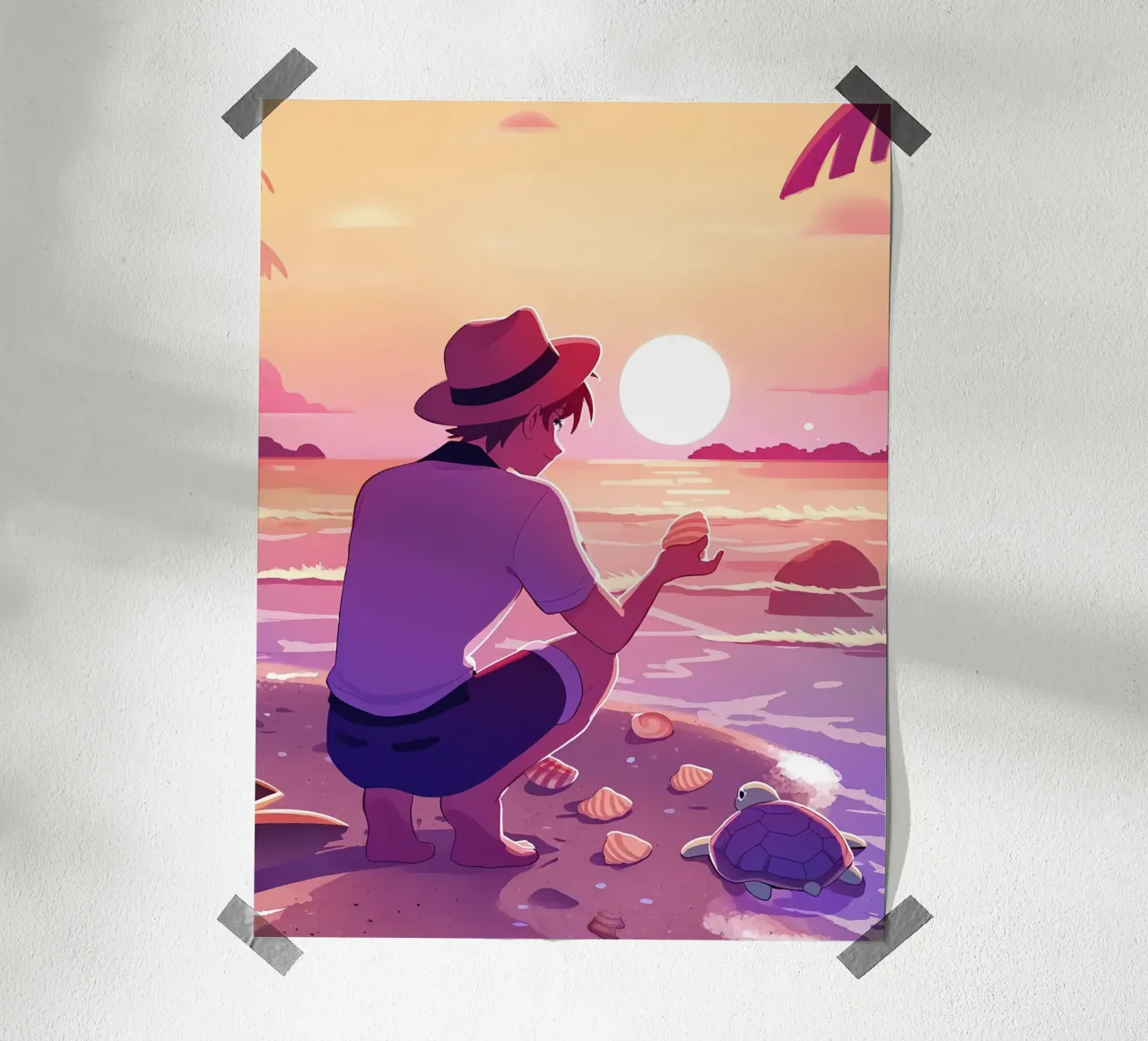 In spiaggia quando il sole tramonta Lofi Art carta hahnemühle da LoFi Gallery