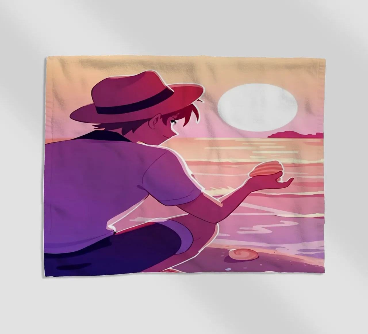 In spiaggia quando il sole tramonta Lofi Art telo mare da LoFi Gallery