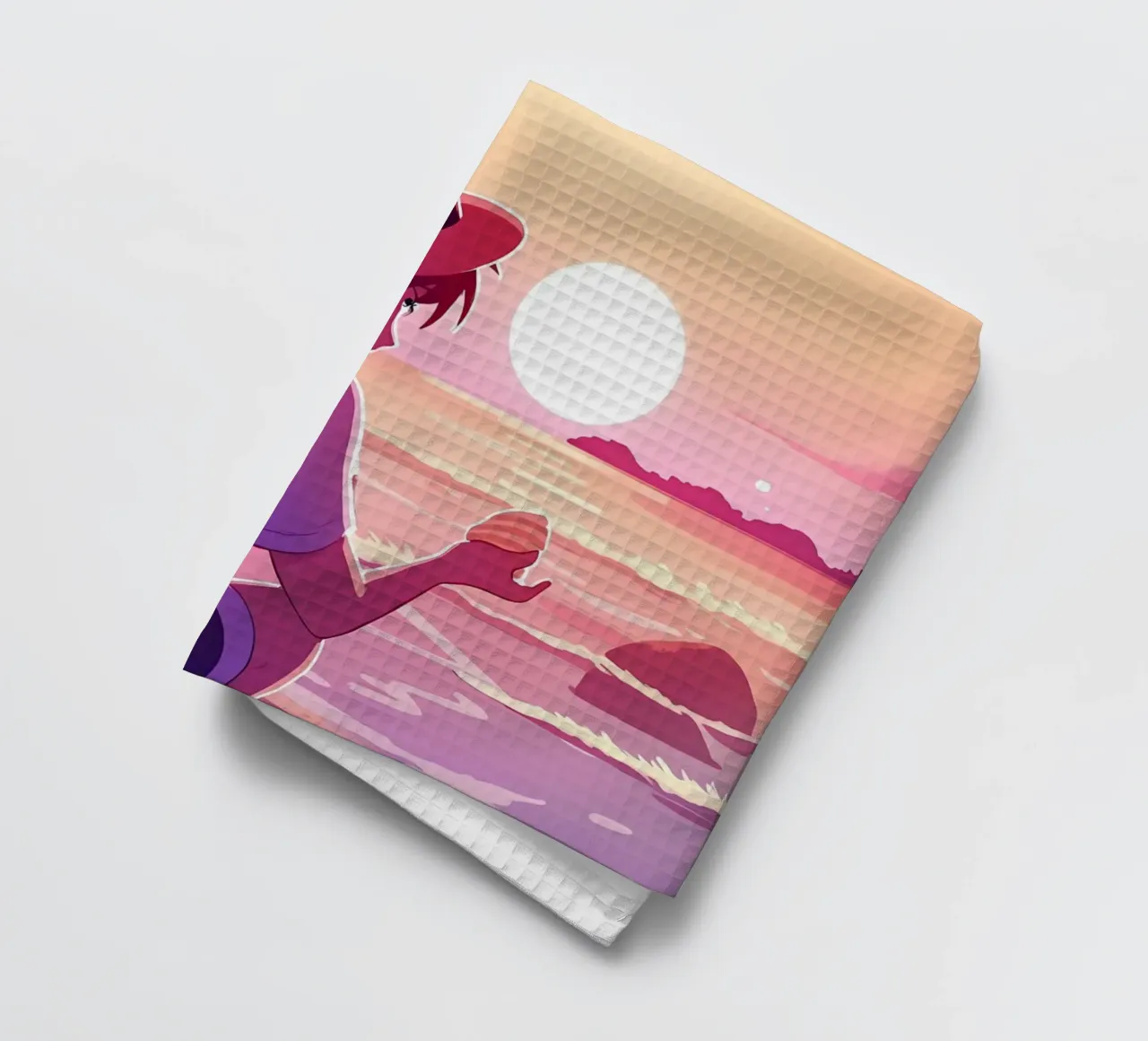 In spiaggia quando il sole tramonta Lofi Art canovaccio da cucina da LoFi Gallery