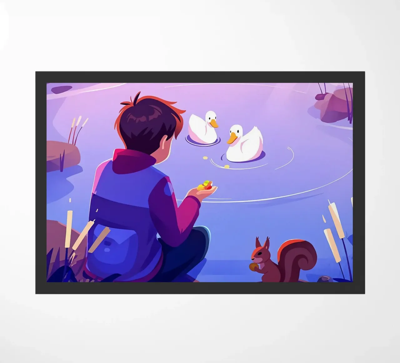 Nutrire anatre e scoiattoli Lofi Art zerbino da LoFi Gallery