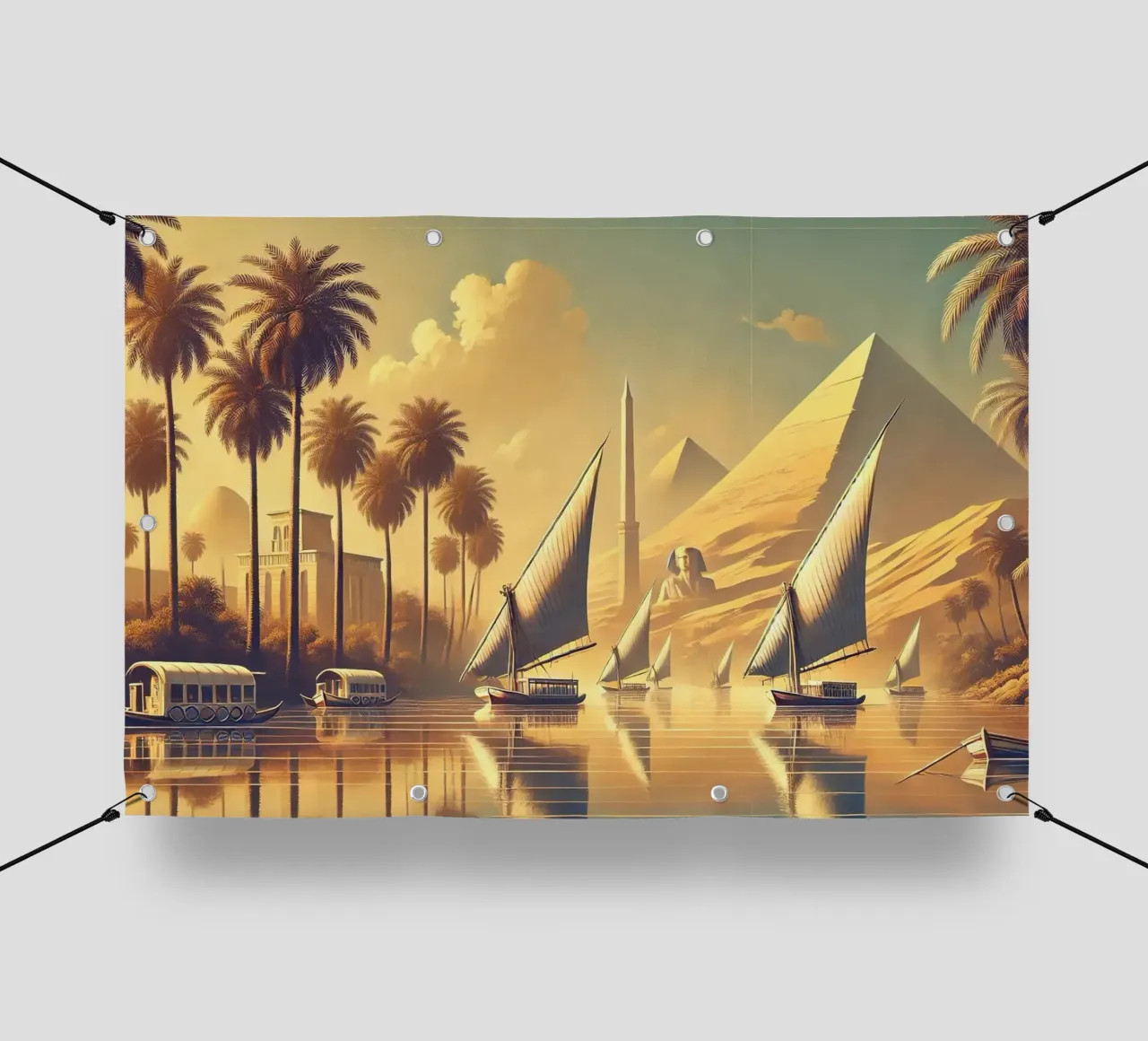Poster d'epoca sull'Egitto, fiume Nilo telo in pvc da Chromatic Fusion Studio