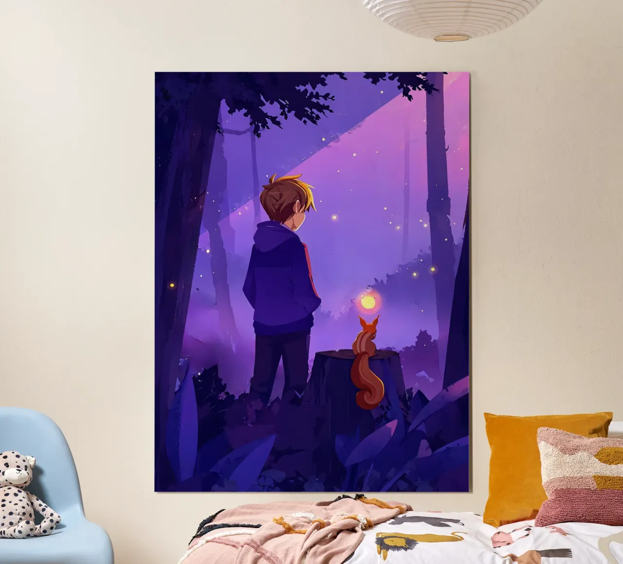 Ragazzo nella foresta con scoiattolo Lofi Art carta hahnemühle da LoFi Gallery