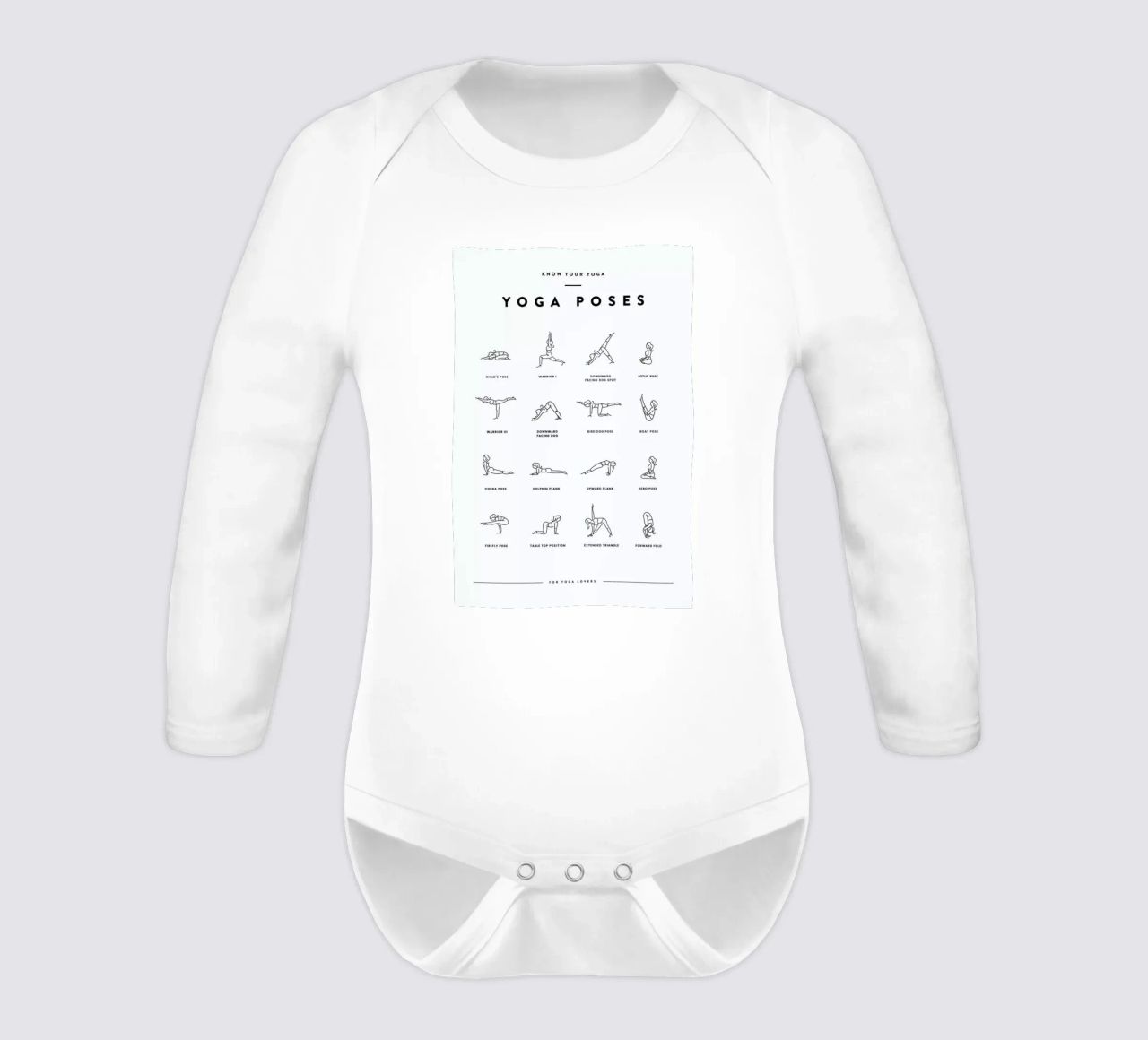 Yoga Chart long-sleeve baby romper by daylight design studio
