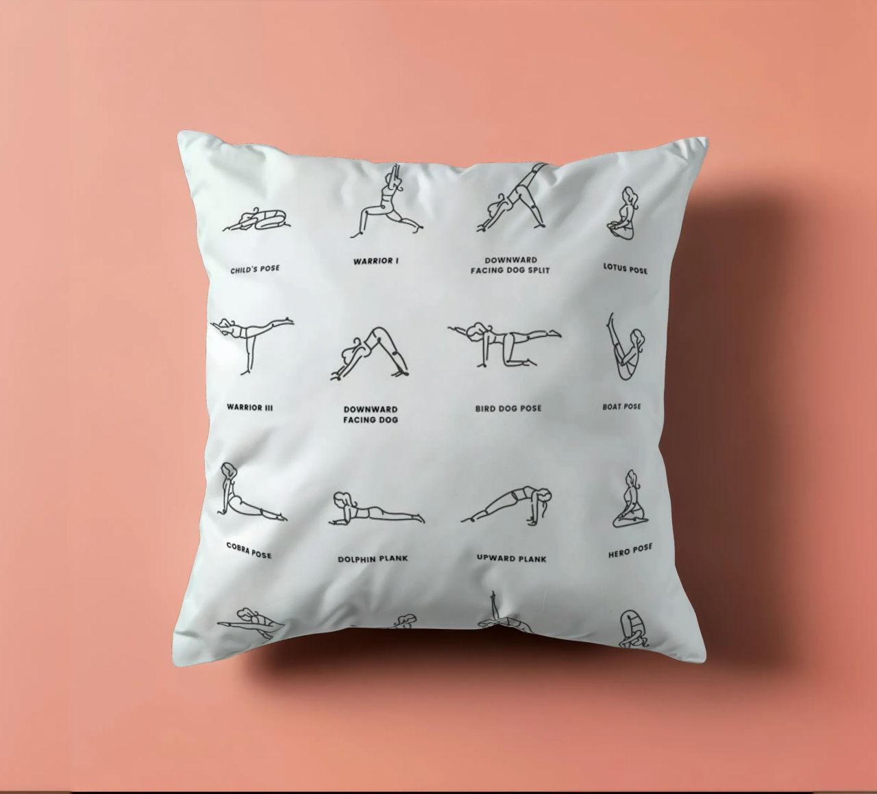 Yoga Chart decorative cushion by daylight design studio