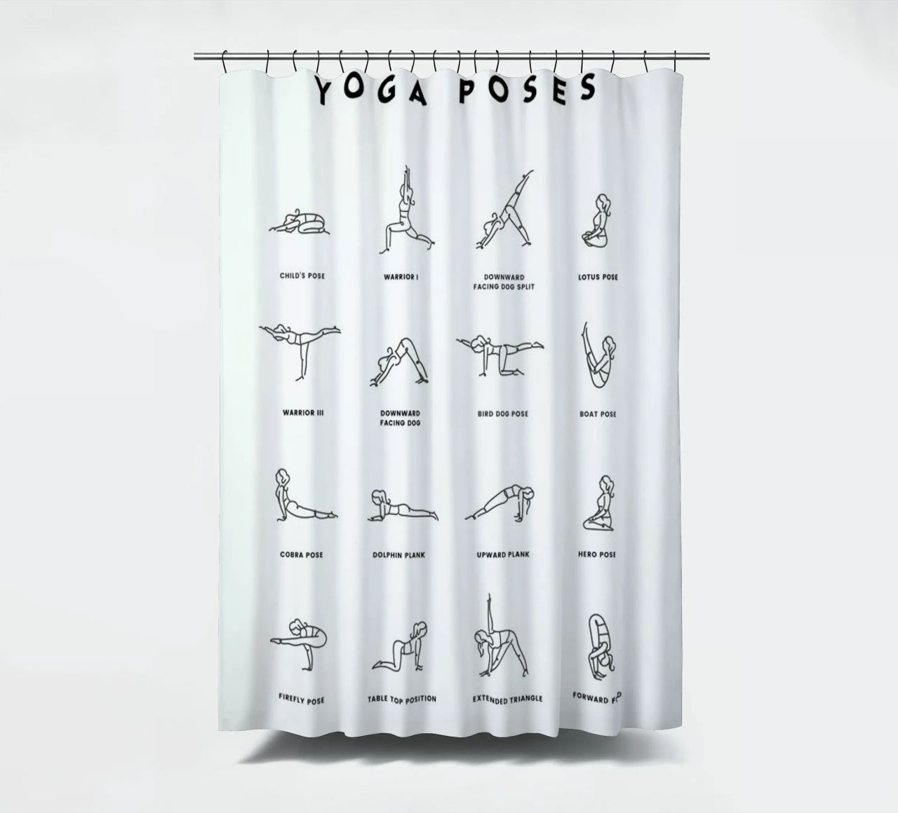 Yoga Chart shower curtain by daylight design studio