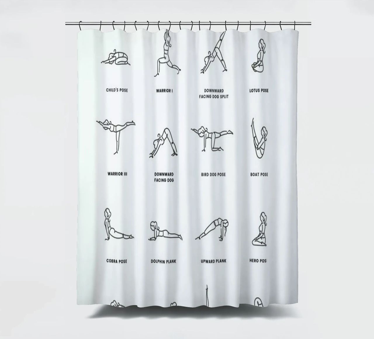Yoga Chart shower curtain by daylight design studio