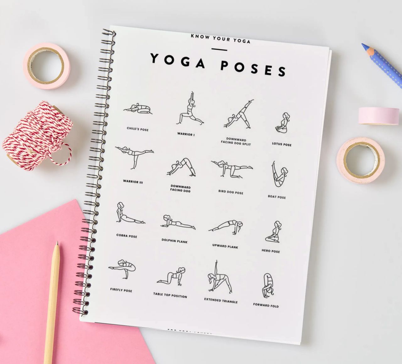 Yoga Chart spiral notebook by daylight design studio