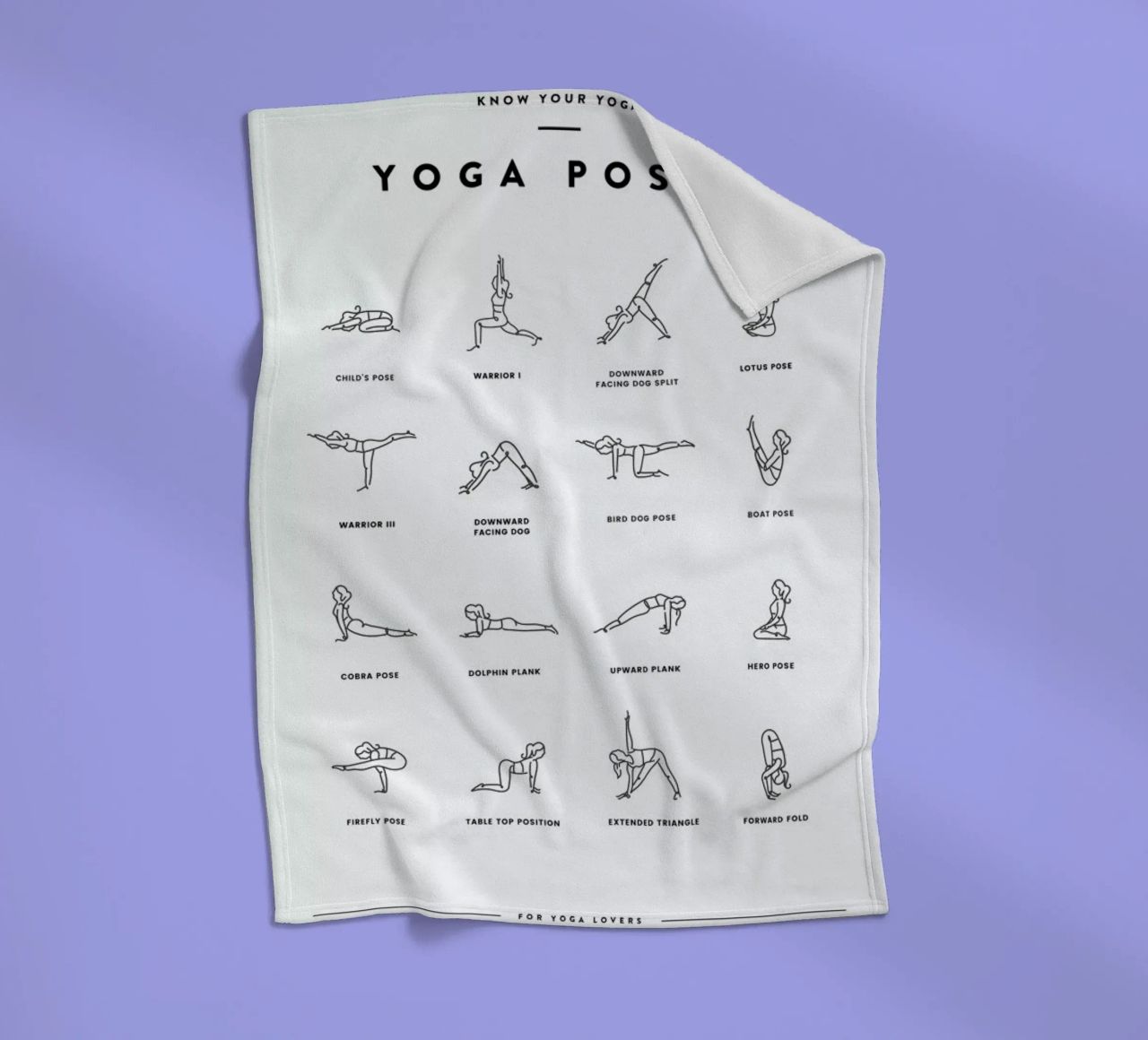 Yoga Chart fleece blanket by daylight design studio