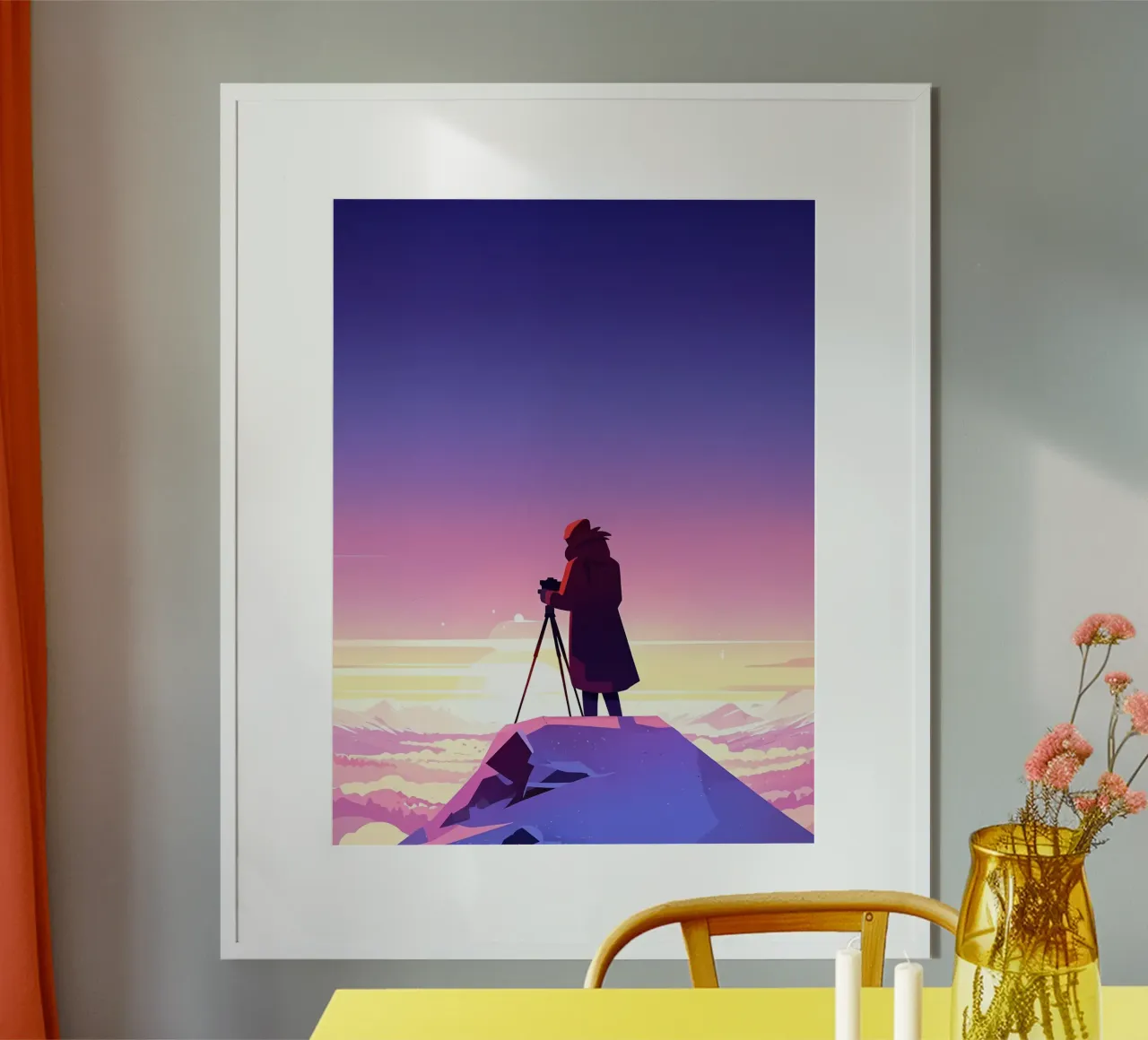Taking Photos From Mountain Top Lofi Art poster by LoFi Gallery