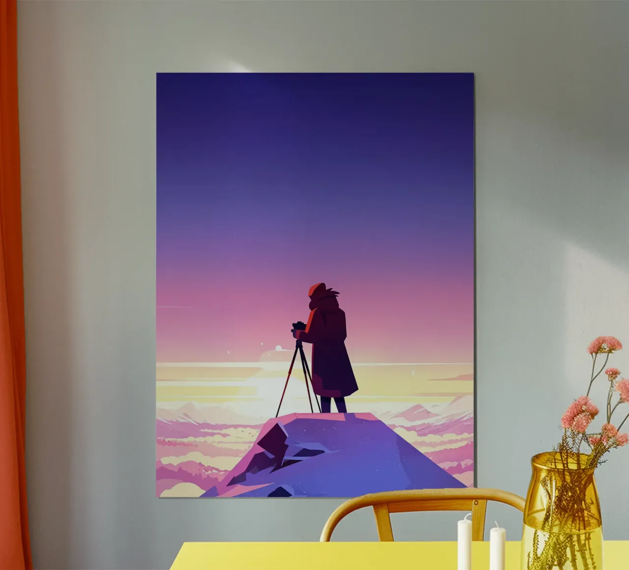 Taking Photos From Mountain Top Lofi Art poster by LoFi Gallery