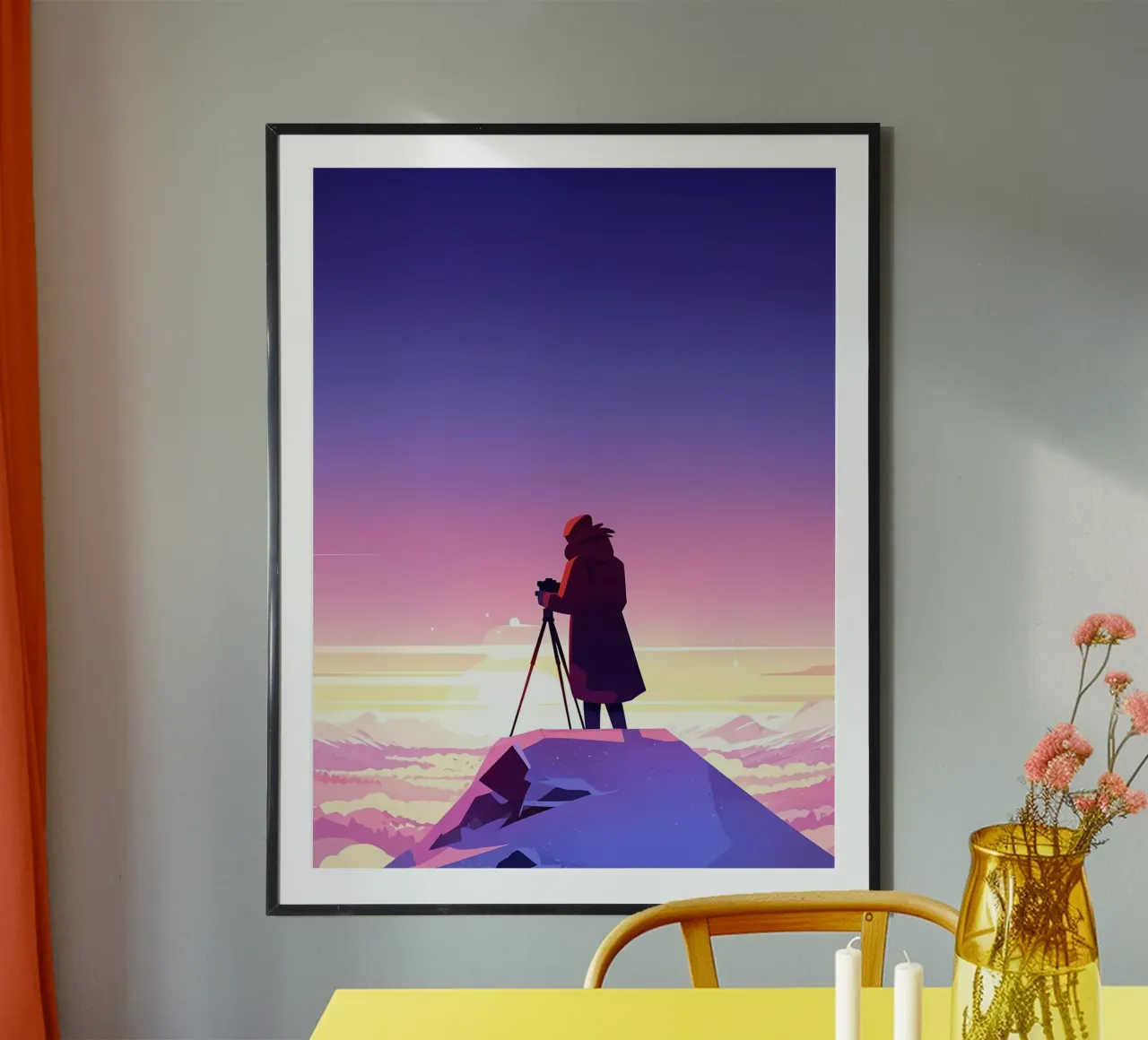 Taking Photos From Mountain Top Lofi Art poster by LoFi Gallery