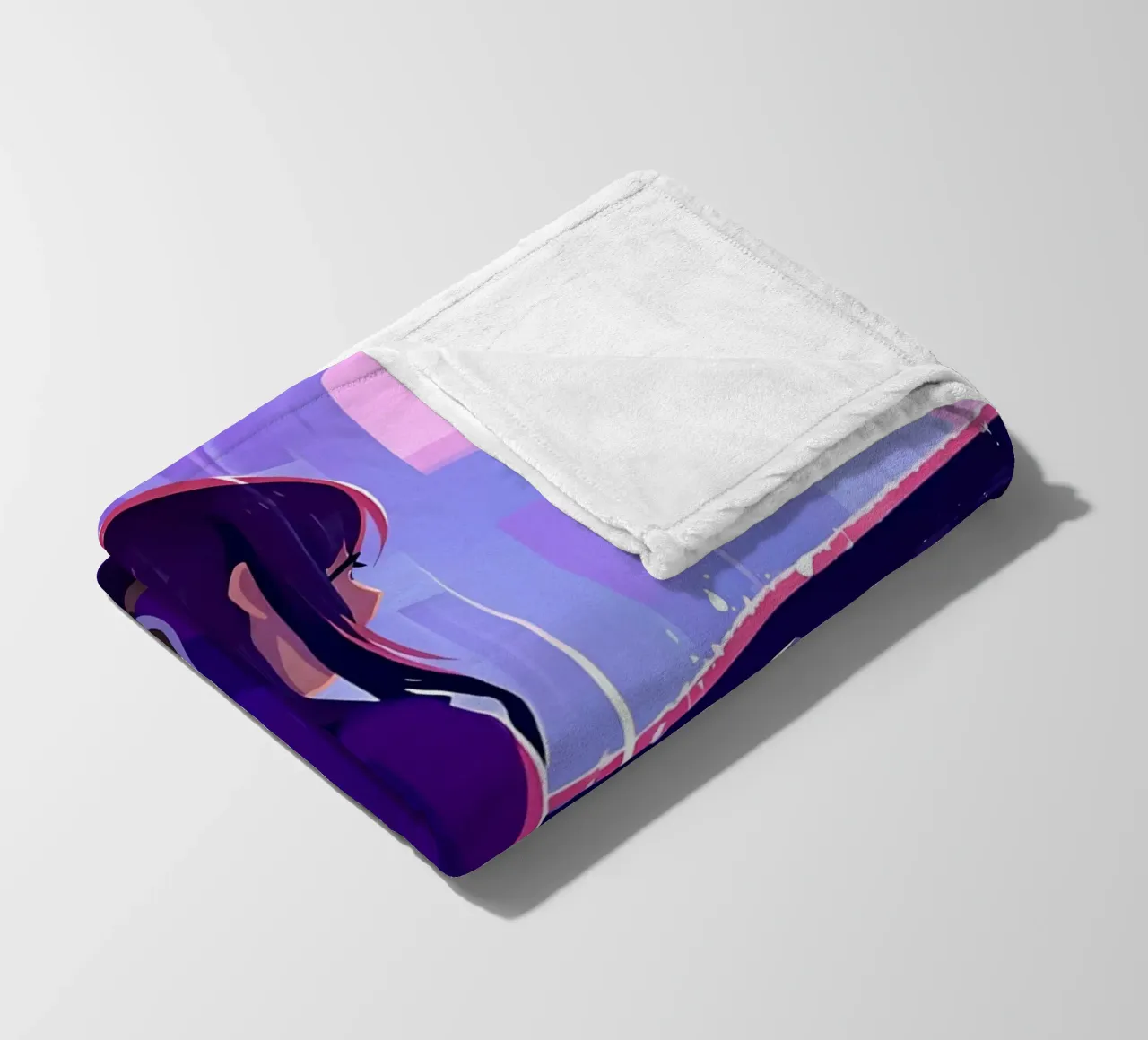 Woman With Cat In Rain Lofi Art fleece blanket by LoFi Gallery