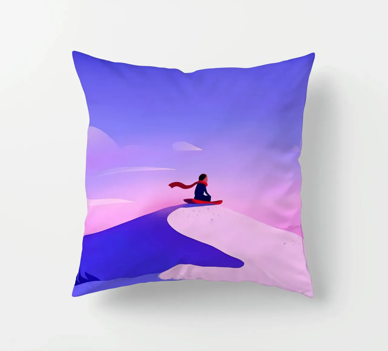 Scivolare dalla montagna di neve Lofi Art cuscino da LoFi Gallery