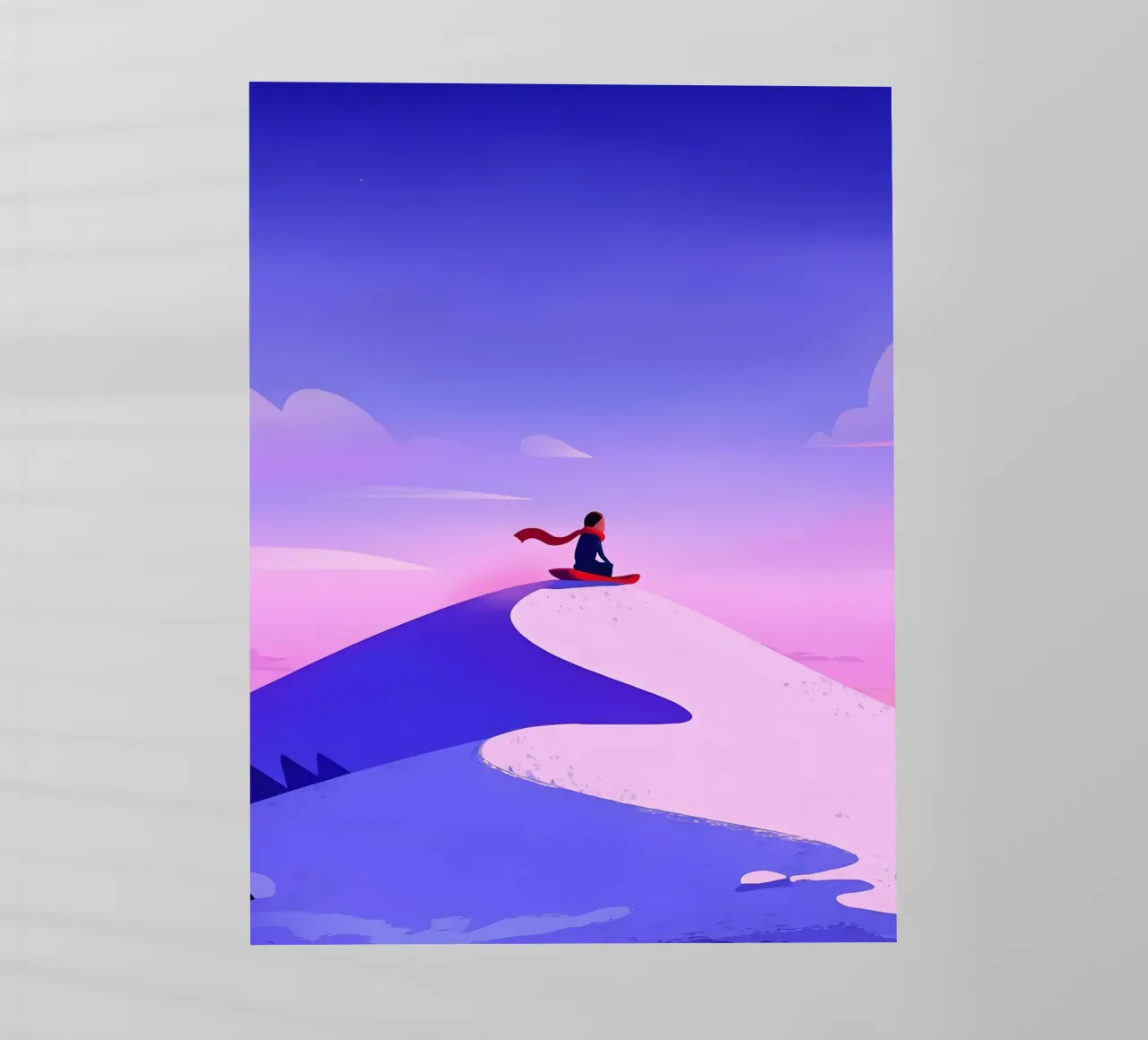 Scivolare dalla montagna di neve Lofi Art pellicola backlit da LoFi Gallery