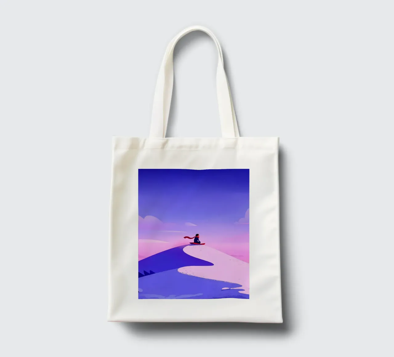 Scivolare dalla montagna di neve Lofi Art borsa in juta da LoFi Gallery