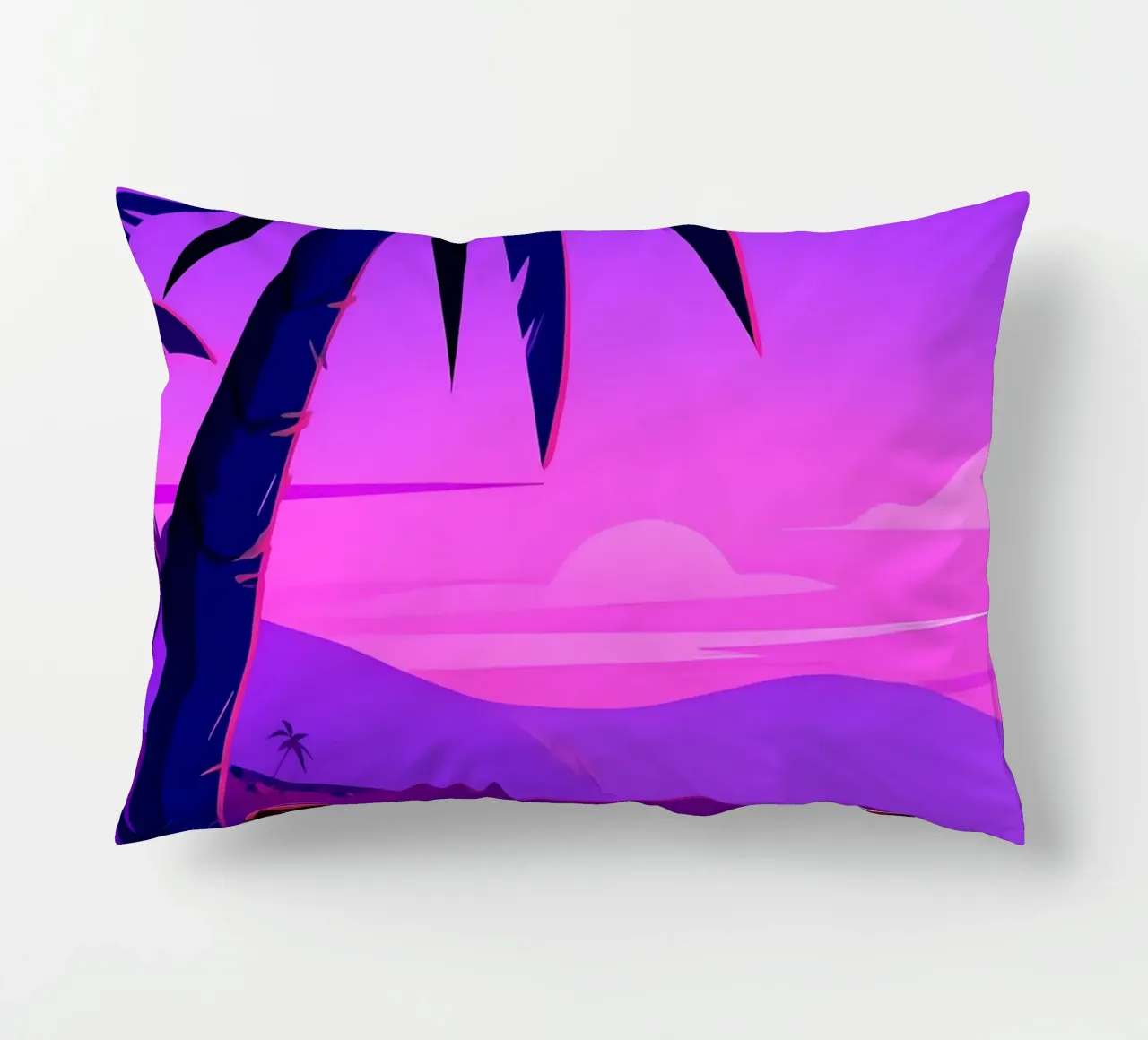 Man rustend op strand bij zonsondergang Lofi kunst kussen van LoFi Gallery