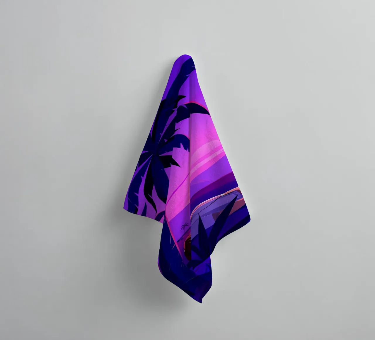 Man rustend op strand bij zonsondergang Lofi kunst badhanddoek van LoFi Gallery