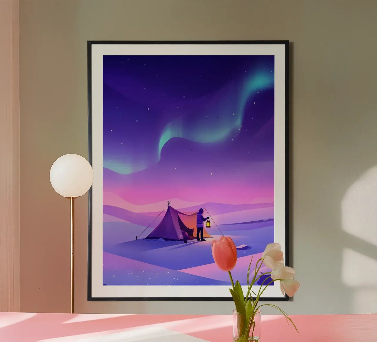 Campeggio sotto l'Aurora Lofi Art carta hahnemühle da LoFi Gallery