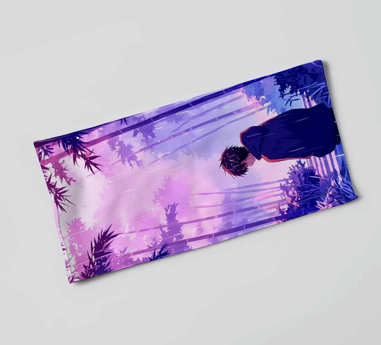 Ragazzo nella foresta in una notte di pioggia Lofi Art asciugamano da bagno da LoFi Gallery