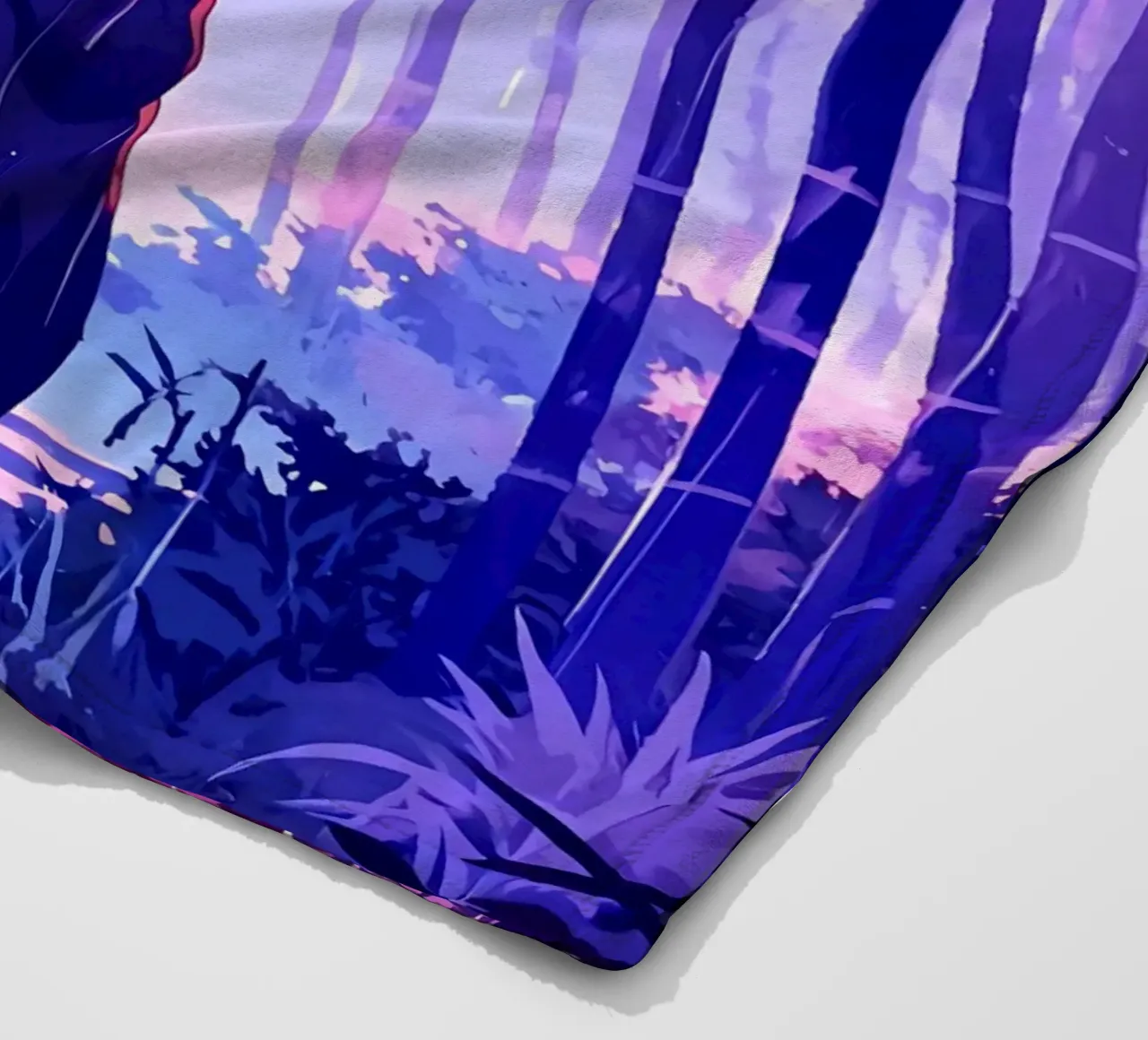 Ragazzo nella foresta in una notte di pioggia Lofi Art coperta in pile da LoFi Gallery