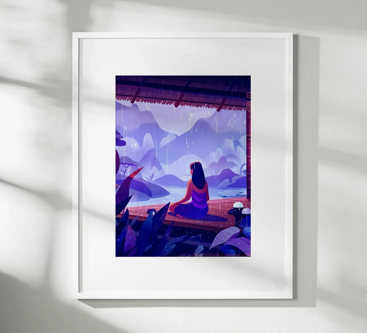 Ragazza che medita in tempo di pioggia Lofi Art carta hahnemühle da LoFi Gallery