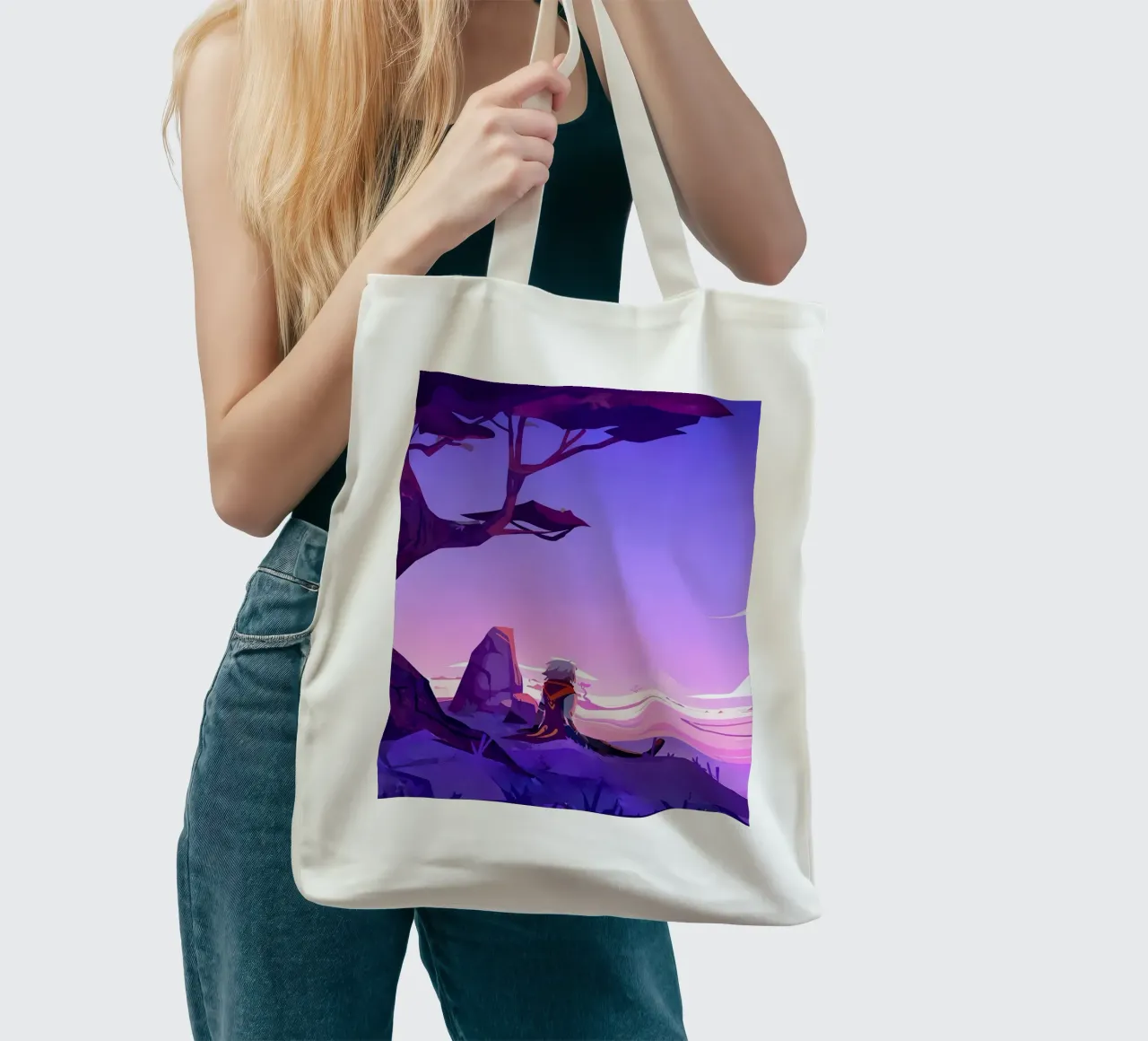 Ragazzo seduto sotto l'albero Lofi Art borsa in juta da LoFi Gallery