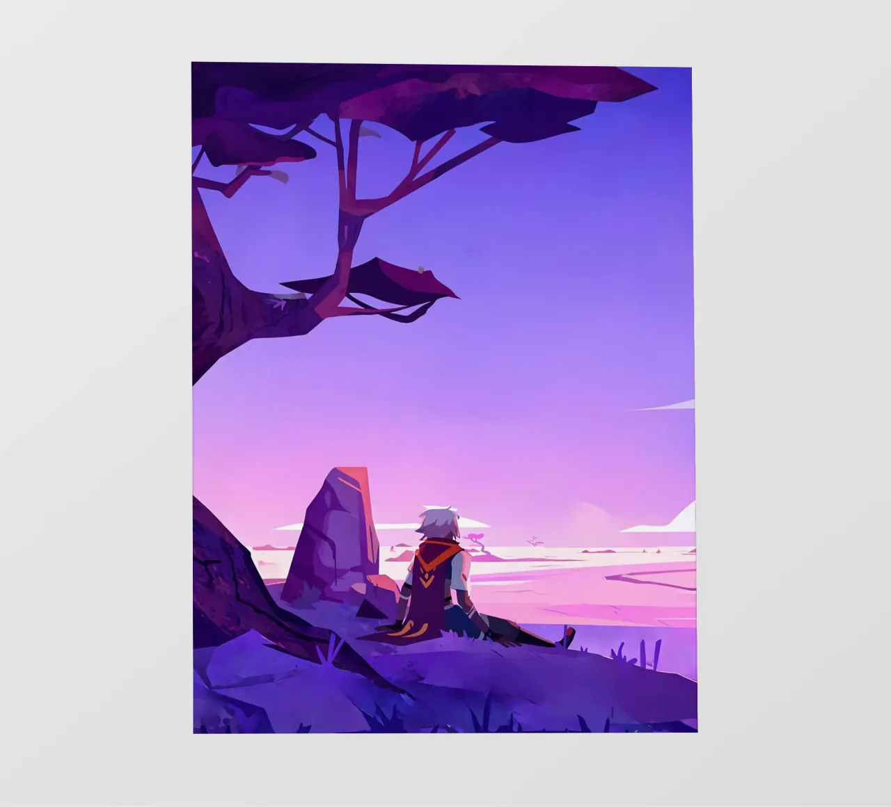 Junge unter dem Baum sitzend Lofi Art Fototapete von LoFi Gallery
