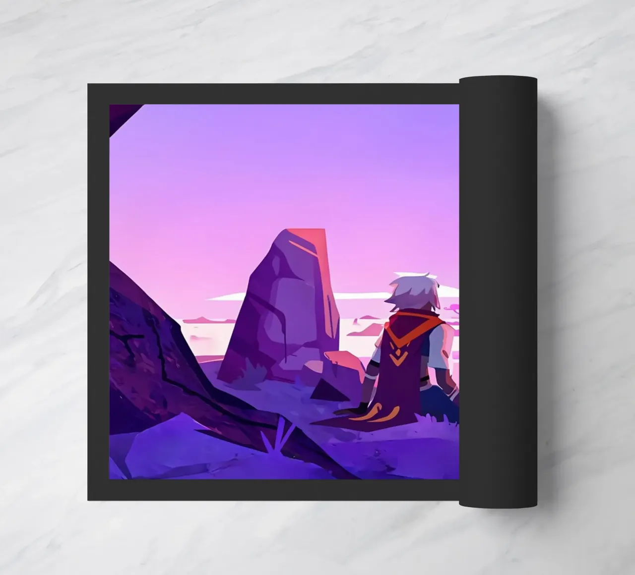 Ragazzo seduto sotto l'albero Lofi Art zerbino da LoFi Gallery
