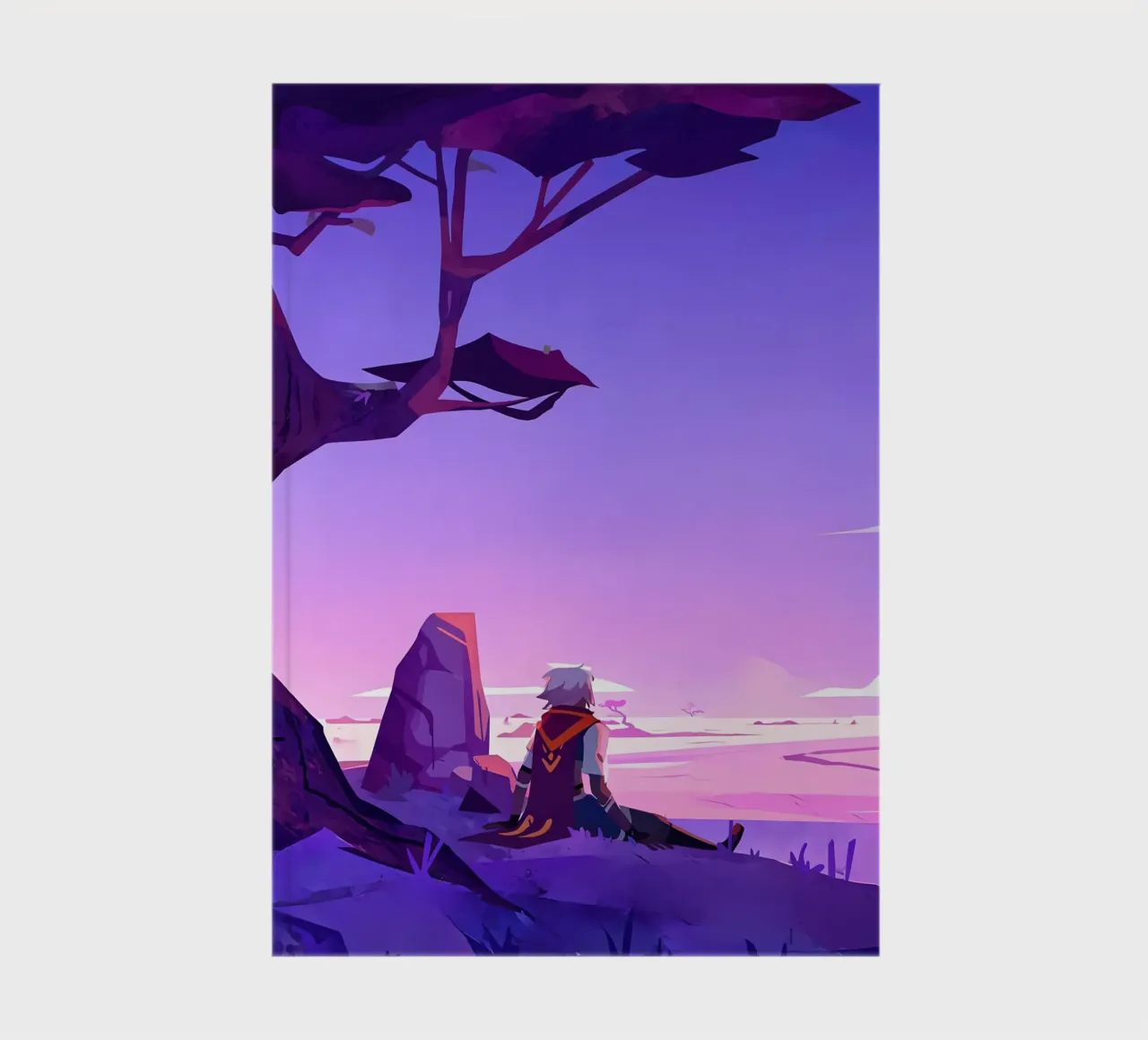 Boy Sitting Below The Tree Lofi Art notebook by LoFi Gallery