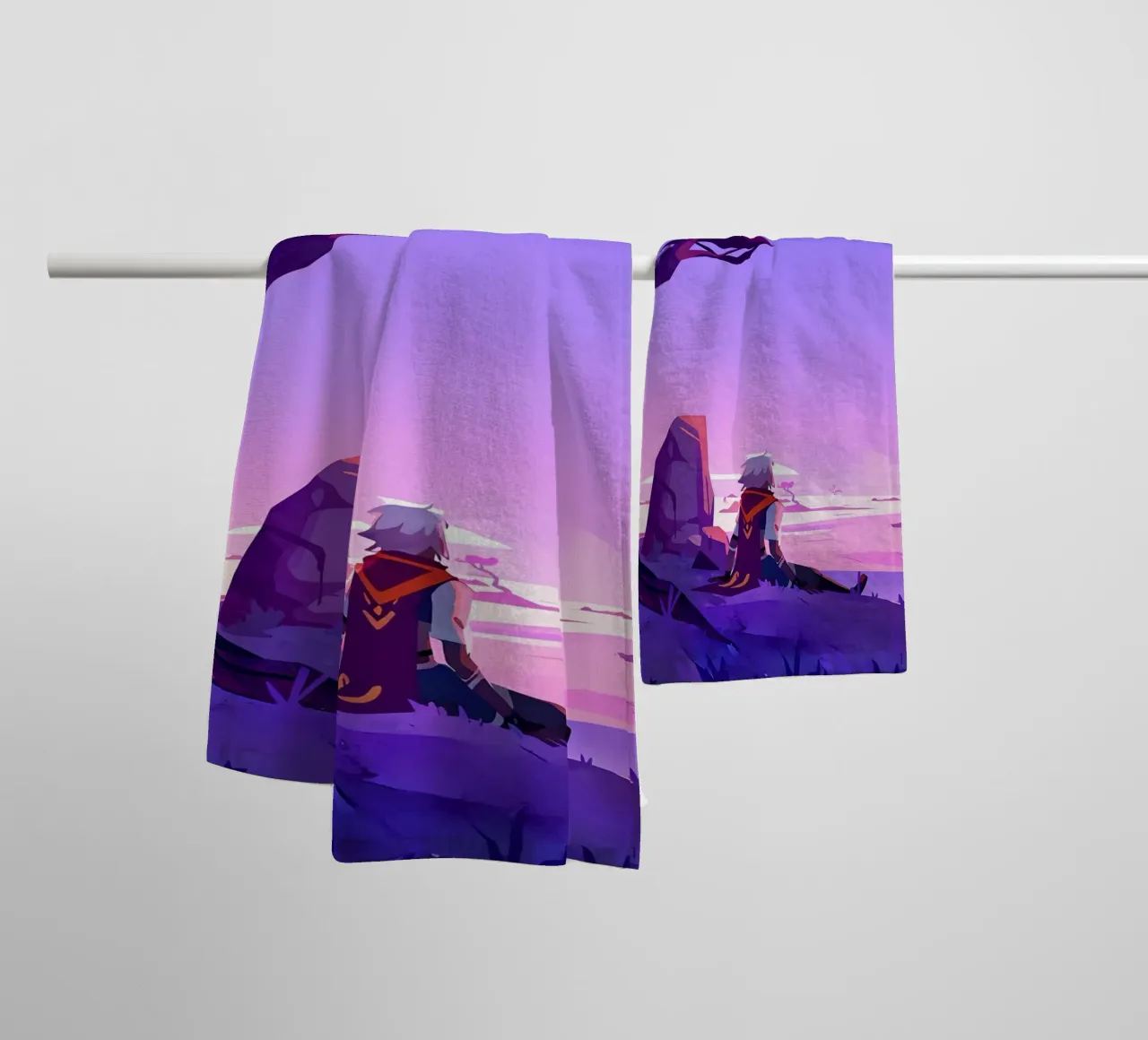 Junge unter dem Baum sitzend Lofi Art Handtuch von LoFi Gallery