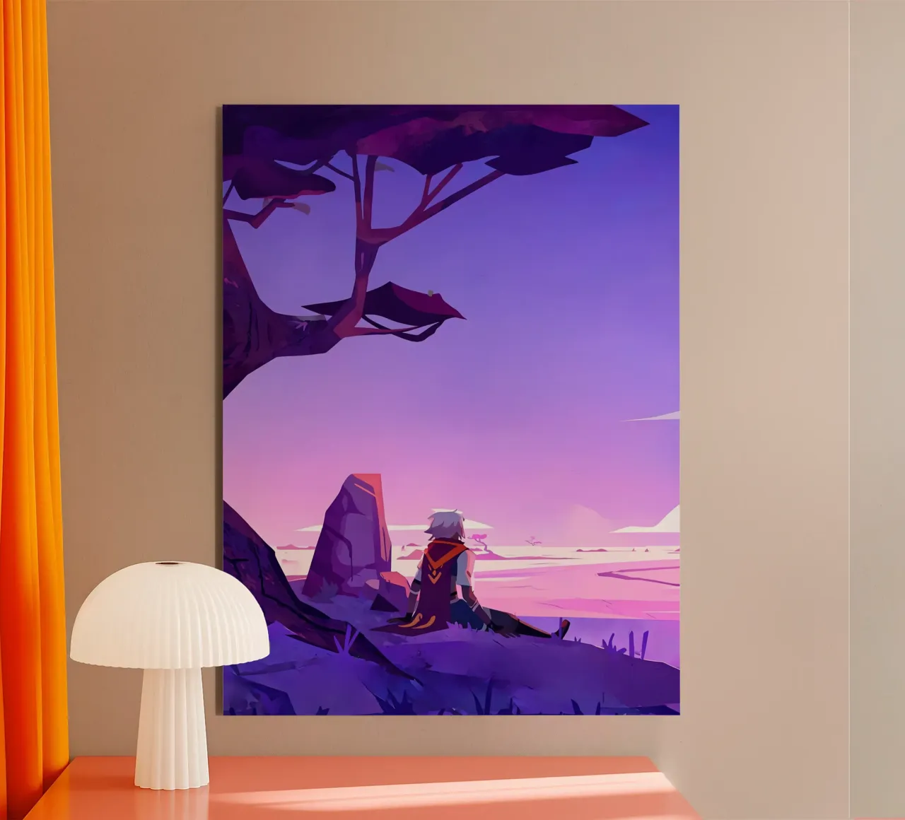 Ragazzo seduto sotto l'albero Lofi Art pannello forex da LoFi Gallery