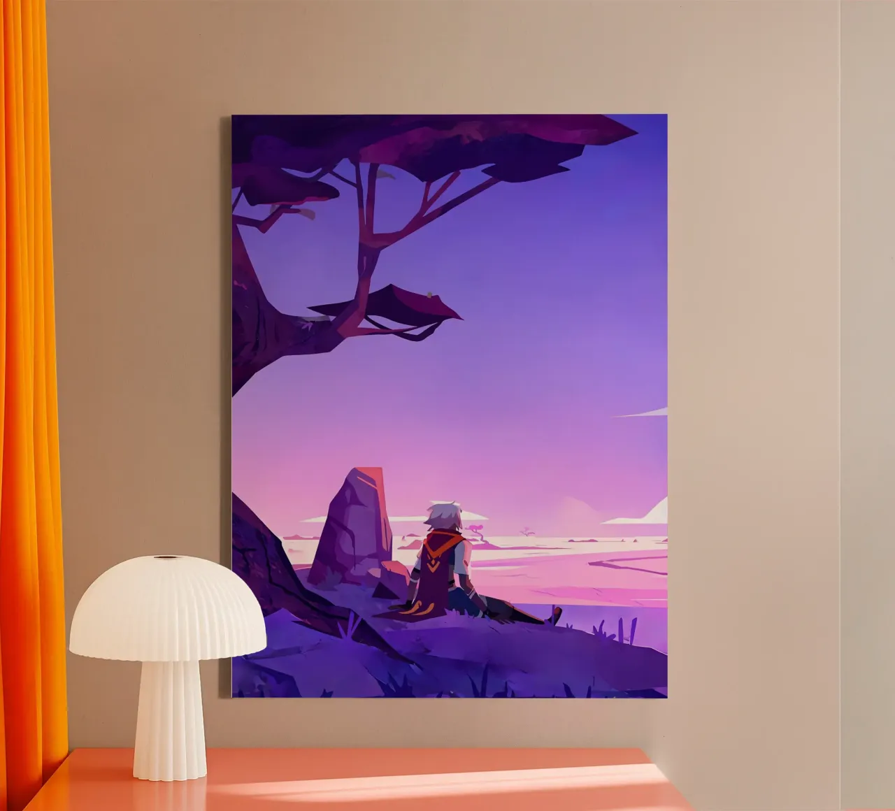 Boy Sitting Below The Tree Lofi Art canvas by LoFi Gallery