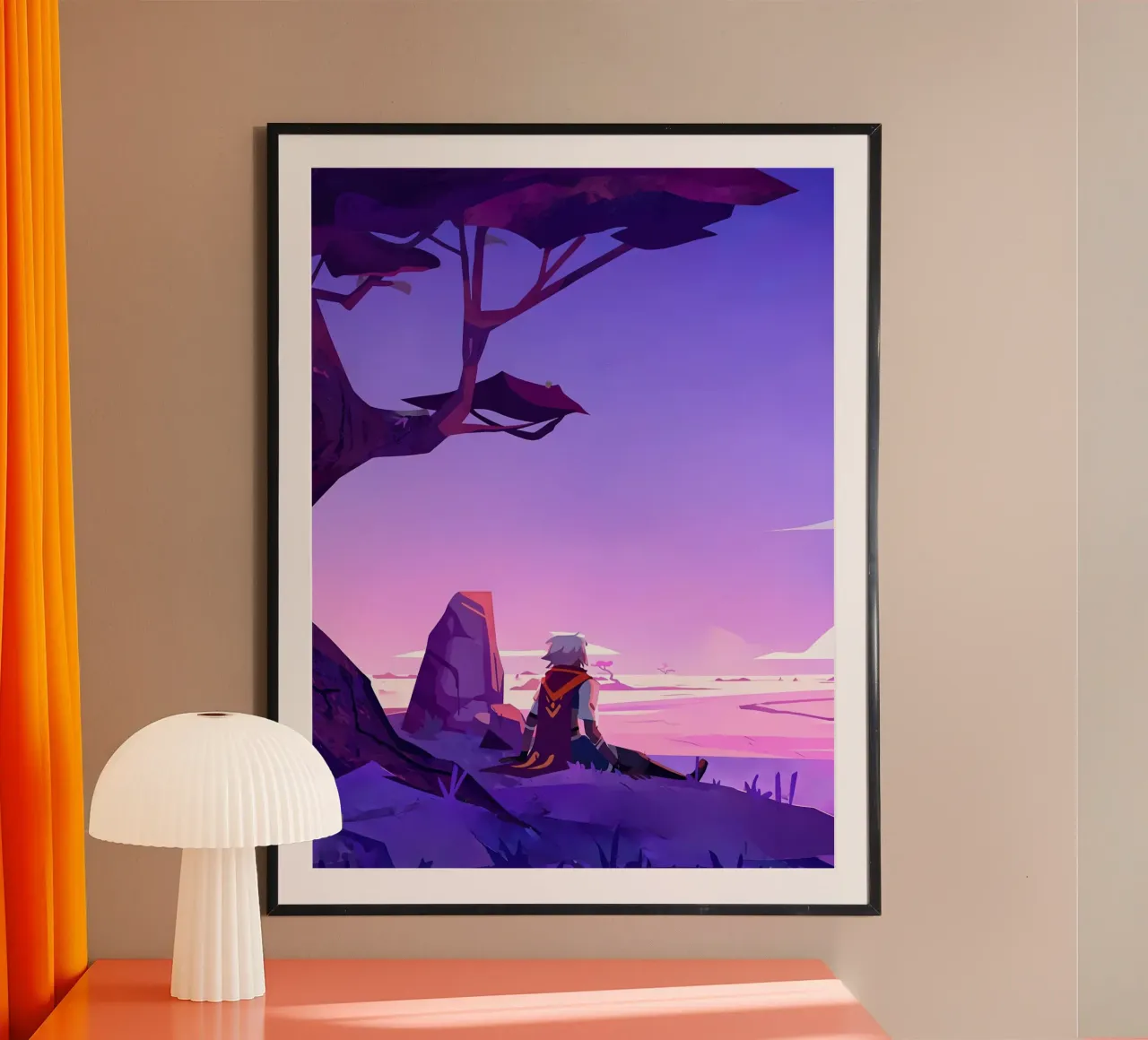 Junge unter dem Baum sitzend Lofi Art Hahnemühle von LoFi Gallery