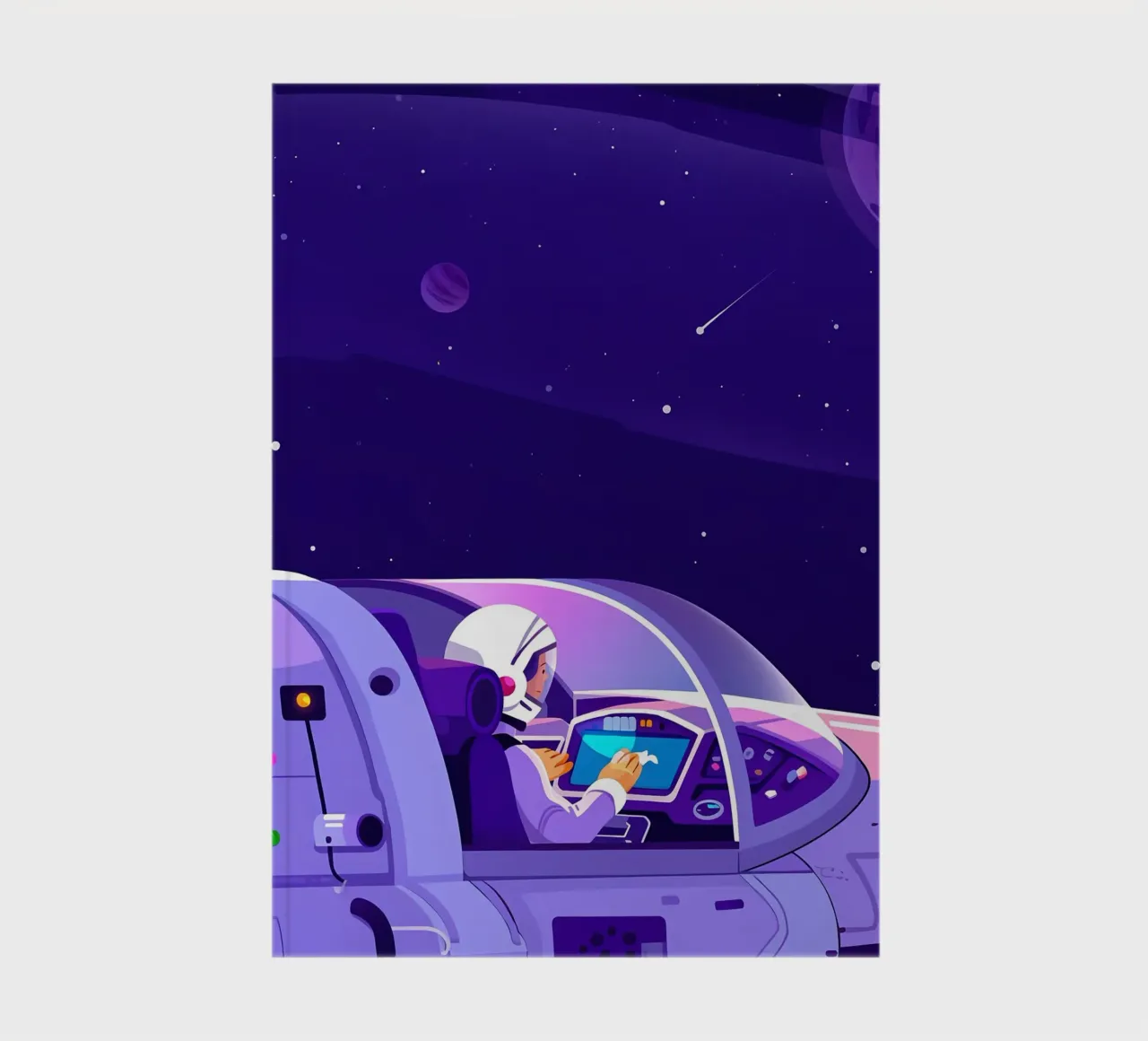 Flying A Spaceship Lofi Art notebook by LoFi Gallery