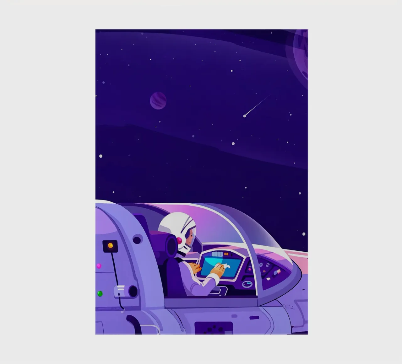 Flying A Spaceship Lofi Art notebook by LoFi Gallery