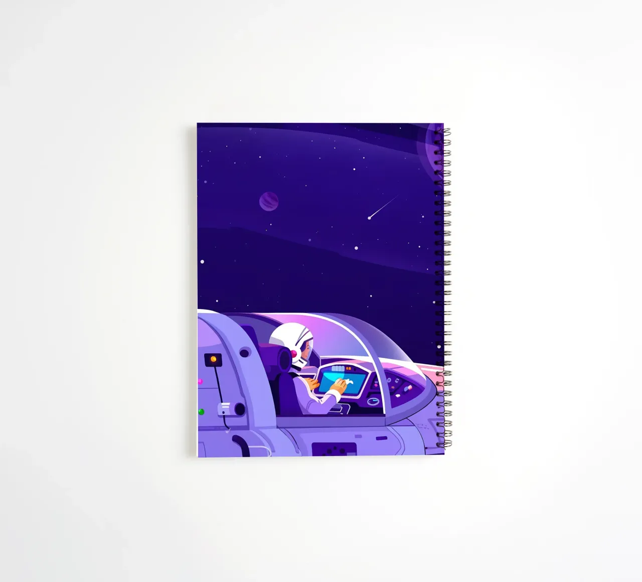 Flying A Spaceship Lofi Art spiral notebook by LoFi Gallery