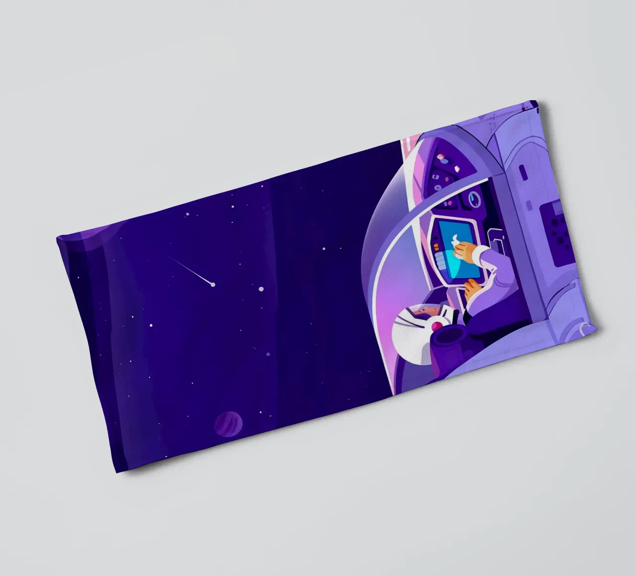Volare su un'astronave Lofi Art asciugamano da bagno da LoFi Gallery