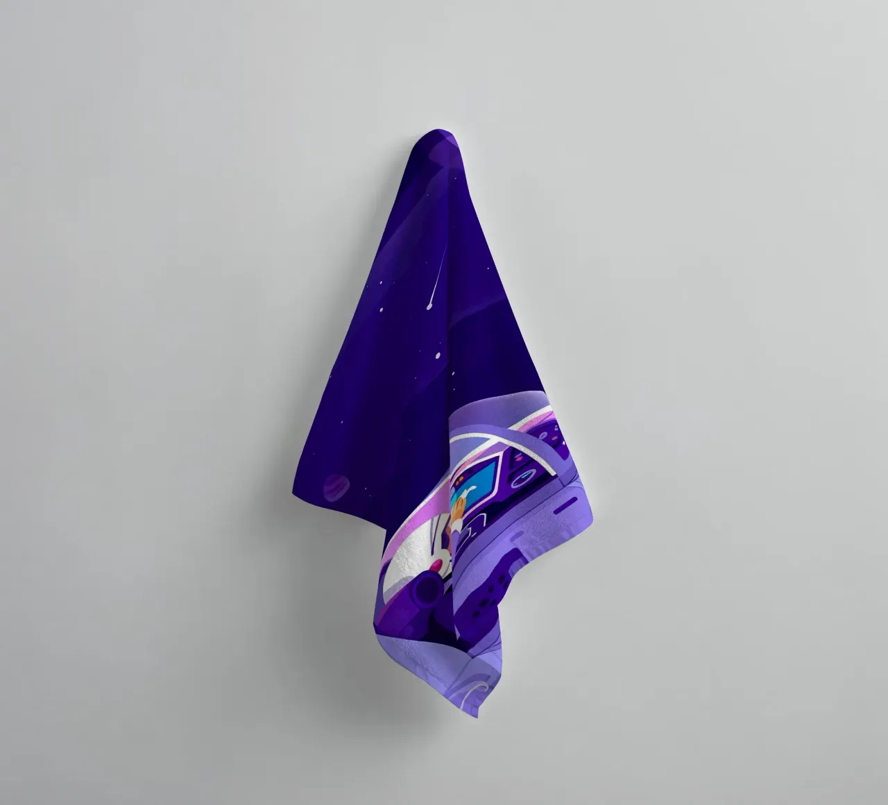 Volare su un'astronave Lofi Art asciugamano da bagno da LoFi Gallery
