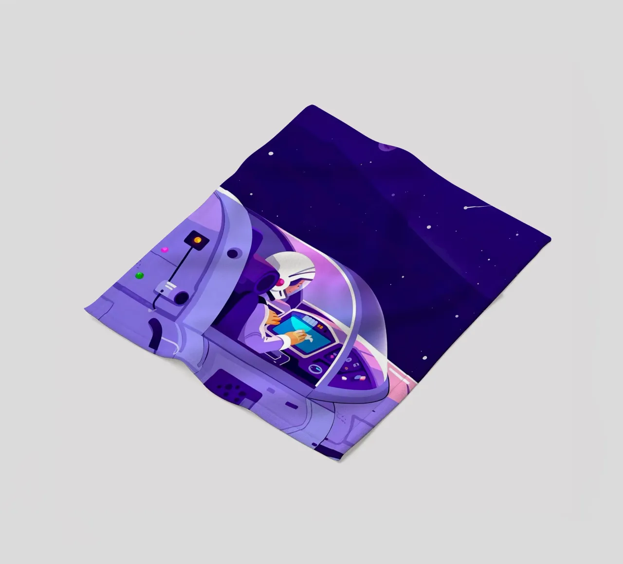 Flying A Spaceship Lofi Art fleece blanket by LoFi Gallery