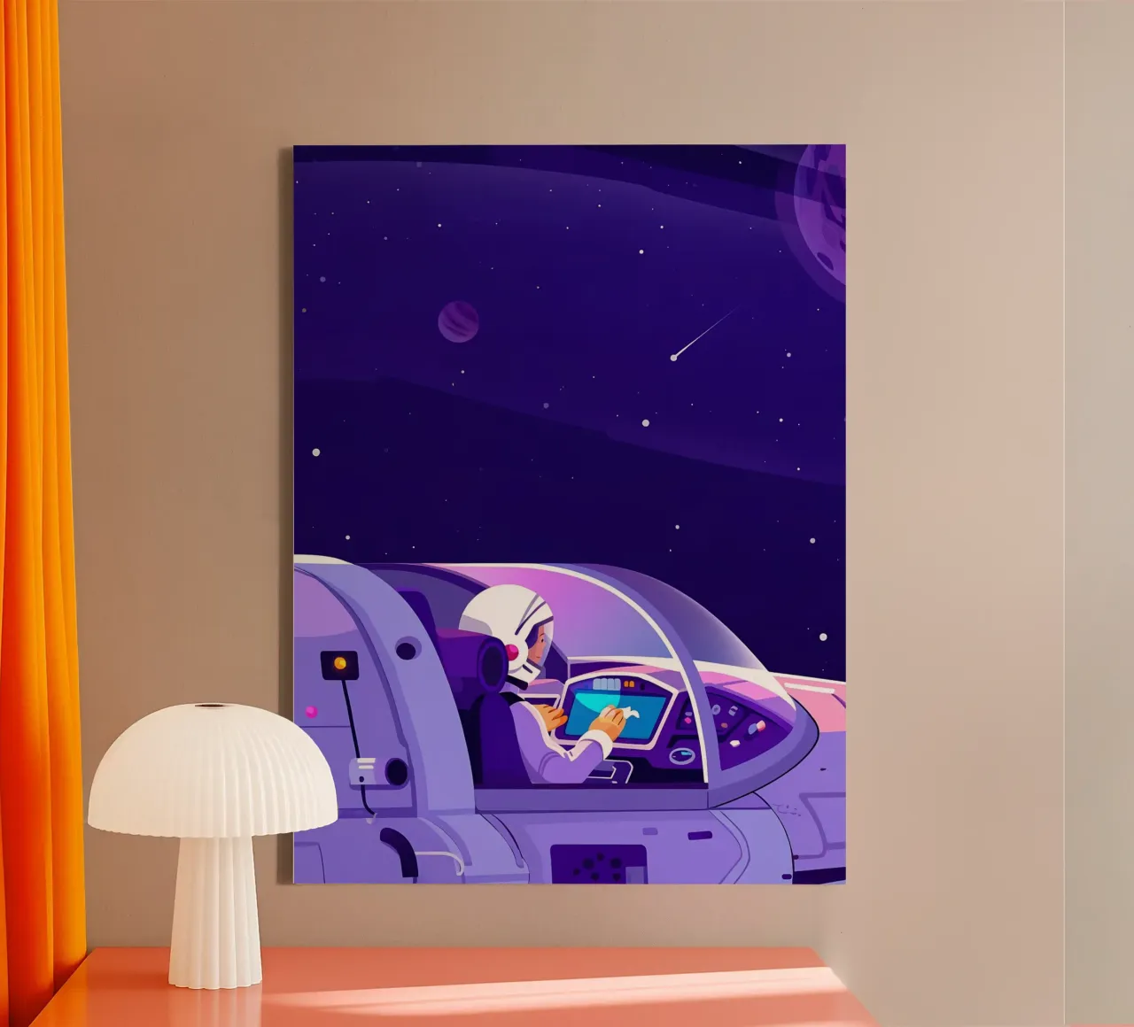 Flying A Spaceship Lofi Art canvas by LoFi Gallery